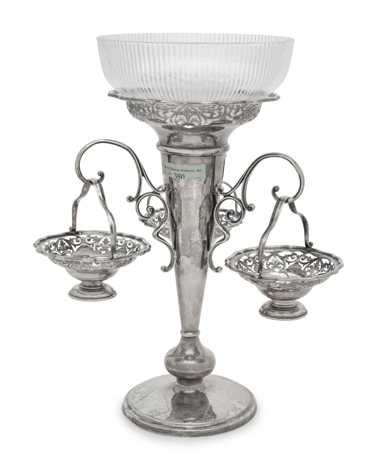 A Victorian Silver-Plate and Glass Epergne