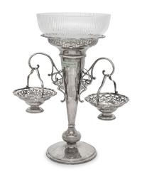 A Victorian Silver-Plate and Glass Epergne