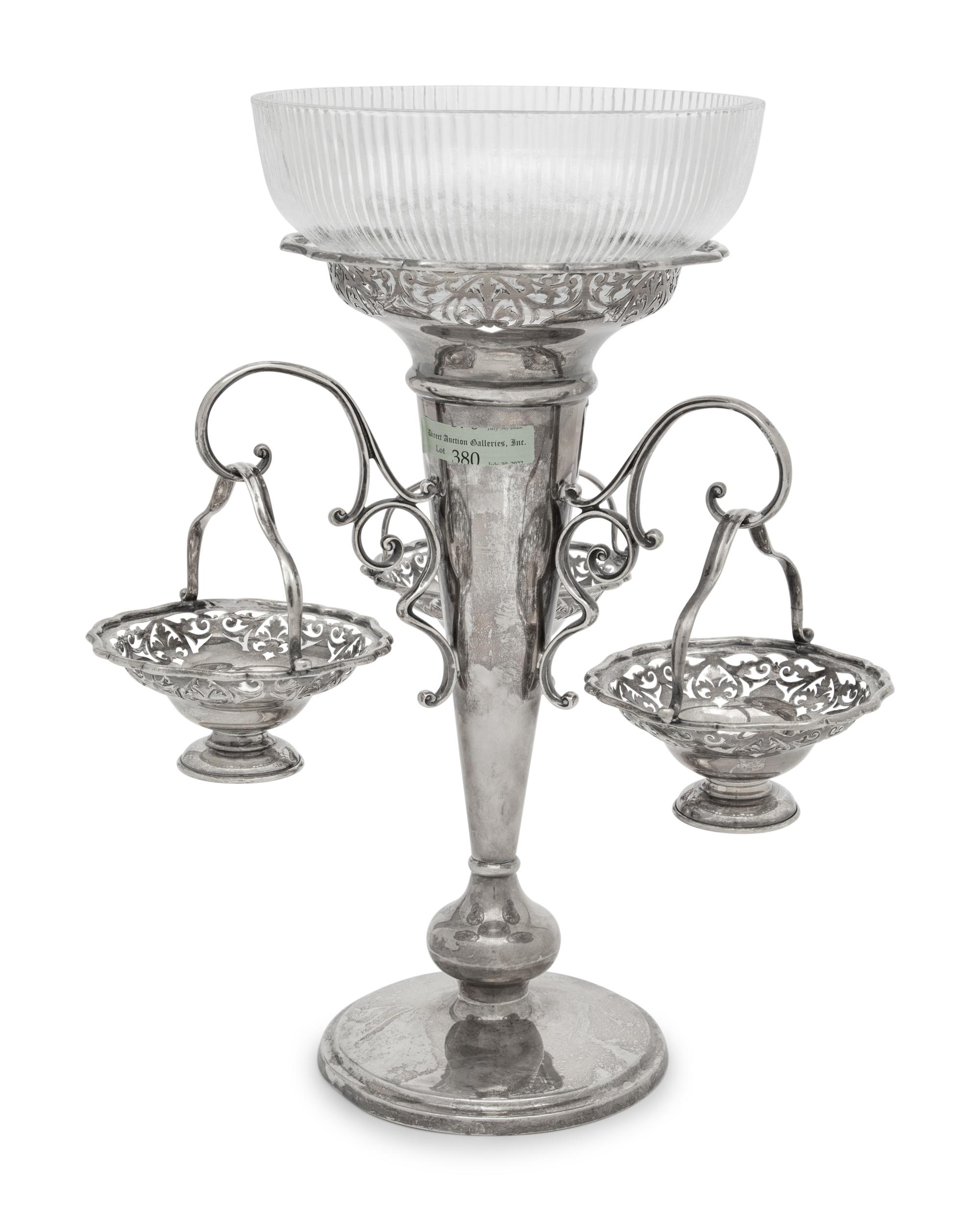 A Victorian Silver-Plate and Glass Epergne