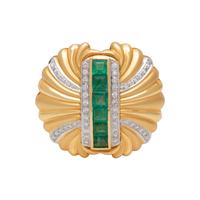 YELLOW GOLD, EMERALD AND DIAMOND PENDANT