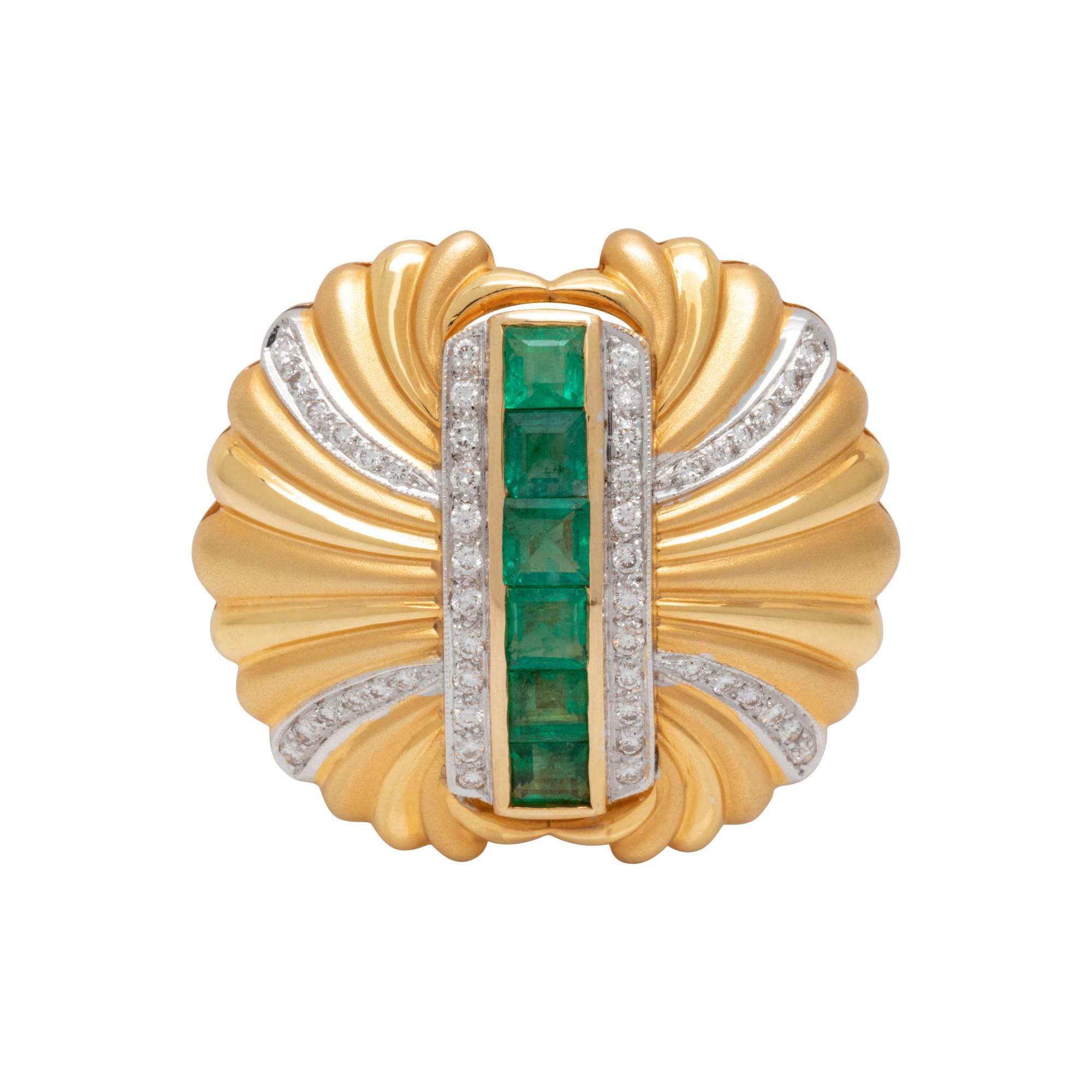 YELLOW GOLD, EMERALD AND DIAMOND PENDANT