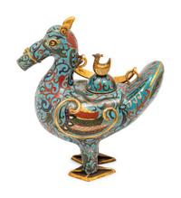 A Cloisonné Bird Form Teapot