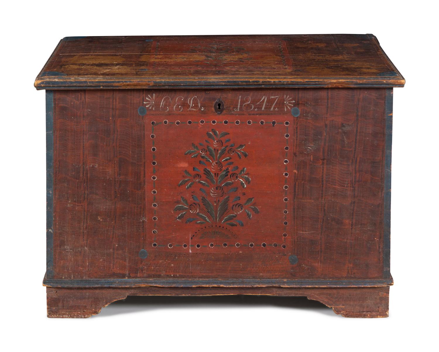 A Scandinavian Painted Pine Blanket Chest