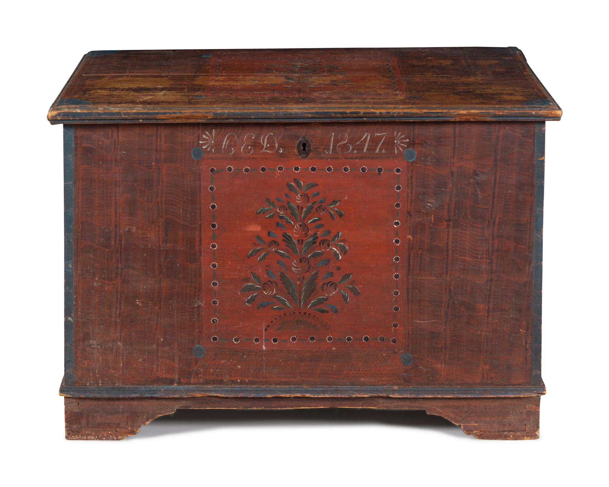A Scandinavian Painted Pine Blanket Chest