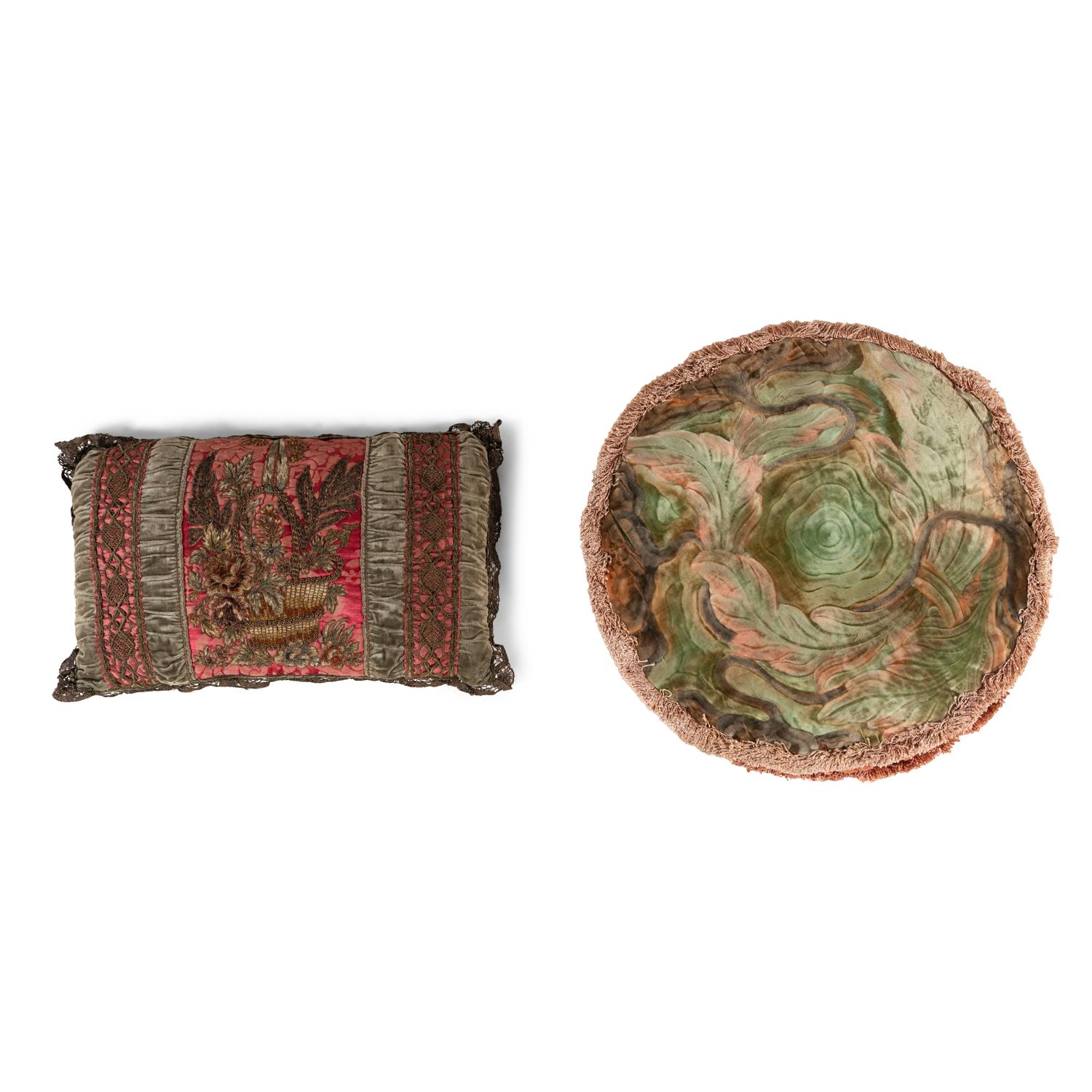 Two Continental Panels Worked as Cushions