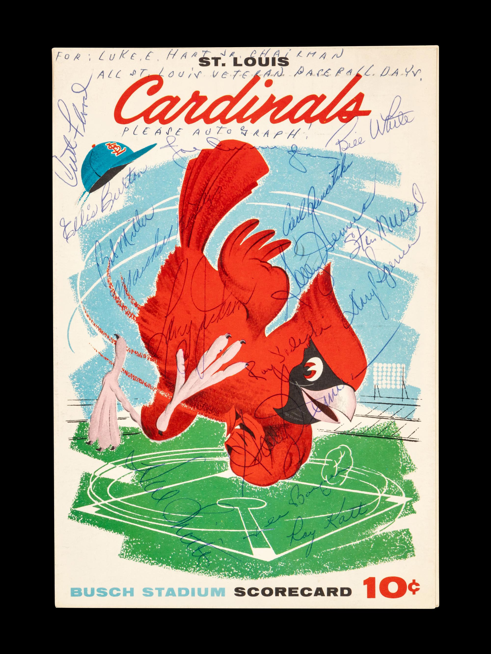 A 1960 St. Louis Cardinals Multi Signed Autograph Program Scorecard Featuring Stan Musial (Beckett Authentication Services)