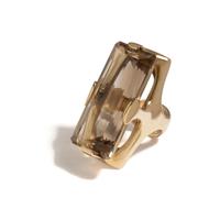 SMOKEY QUARTZ AND YELLOW GOLD RING