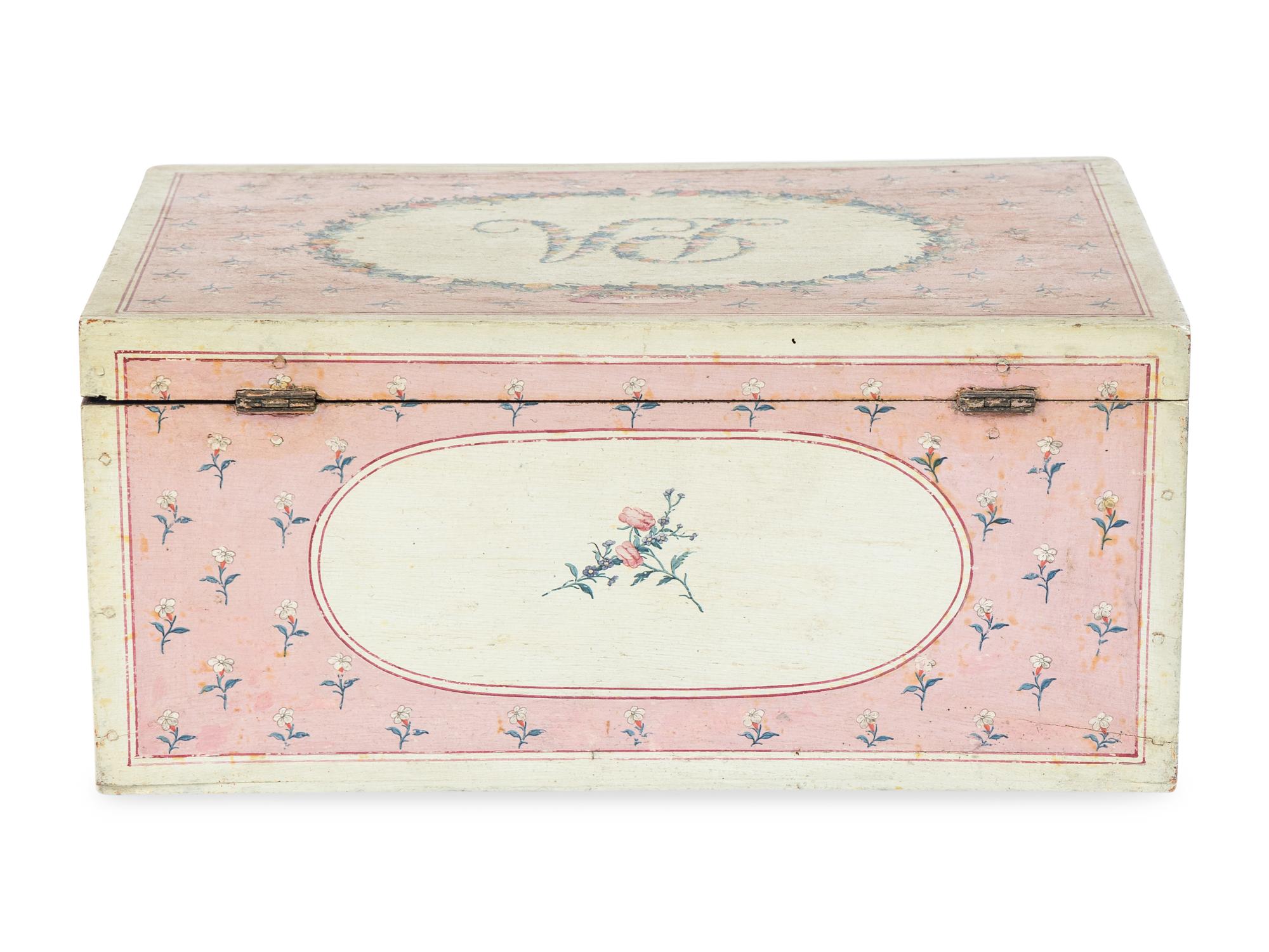 A Royal Painted Wood Work Box