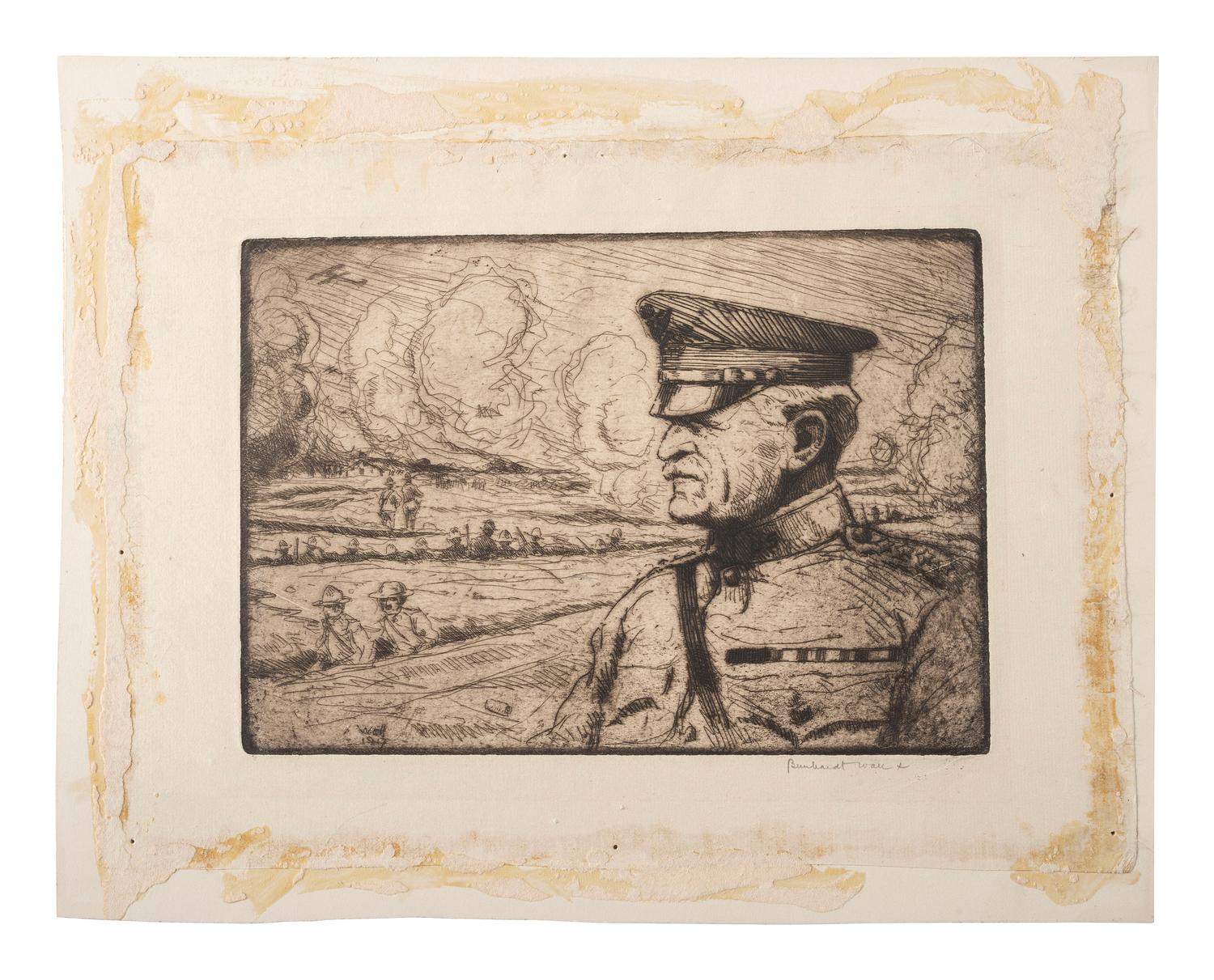 [WORLD WAR I]. WALL, Bernhardt (1872-1956), artist. 3 etchings of John J. Pershing & Joseph Joffrey.