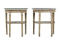 A Pair of Louis XVI Style Grisaille-Painted Console Tables