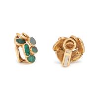 YELLOW GOLD AND MALACHITE EARCLIPS