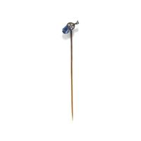 ANTIQUE, SILVER-TOPPED GOLD, SAPPHIRE, AND DIAMOND TIE PIN