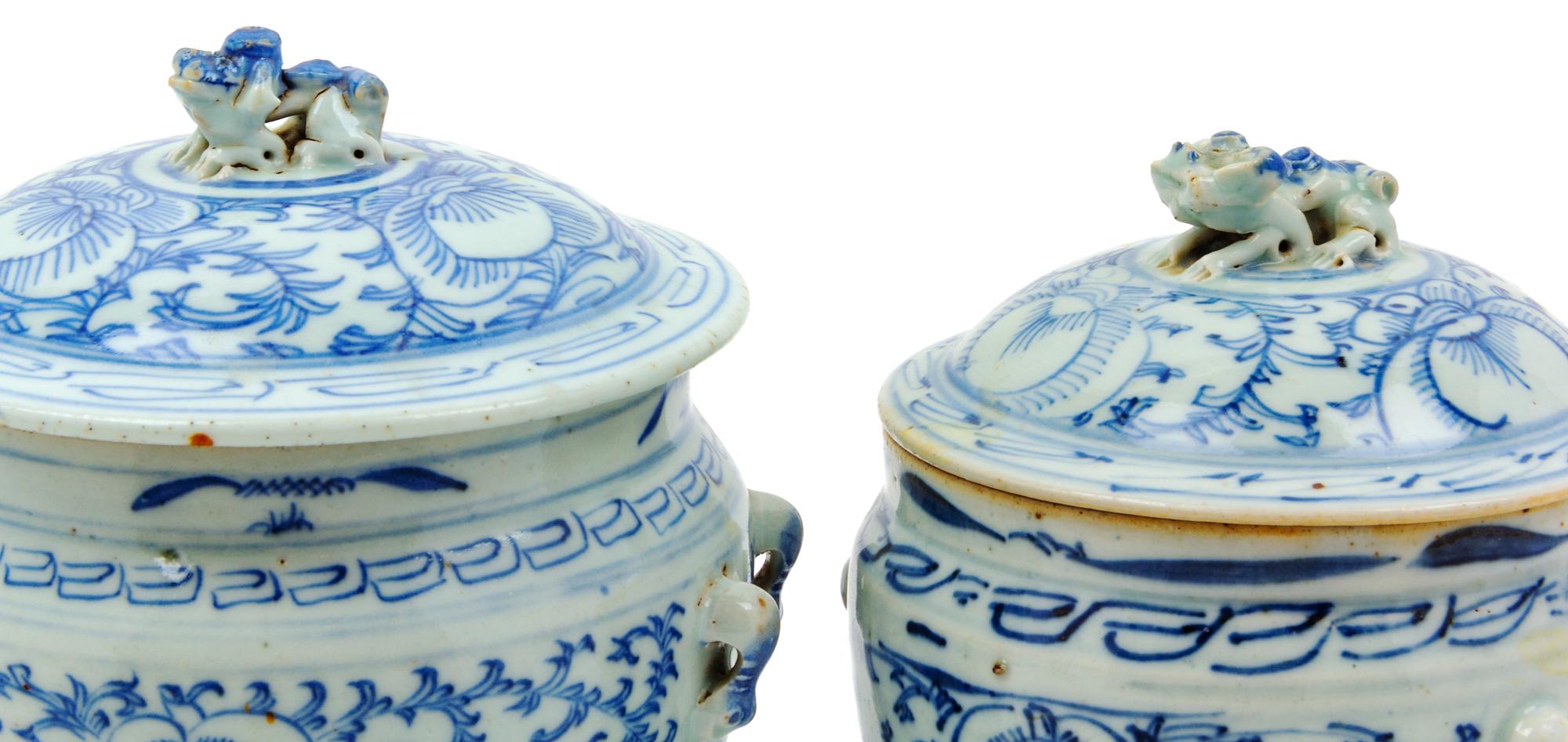 Two Chinese Blue and White Covered Bowls