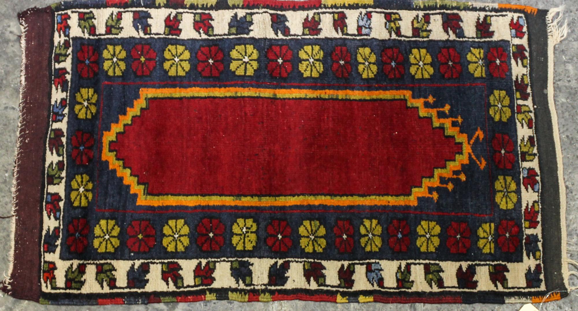 A Caucasian Kazak Prayer Rug 3 feet 8 inches x 2 feet 4 inches.