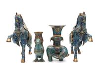 Four Chinese Cloisonné Enamel Animal Form Vessels