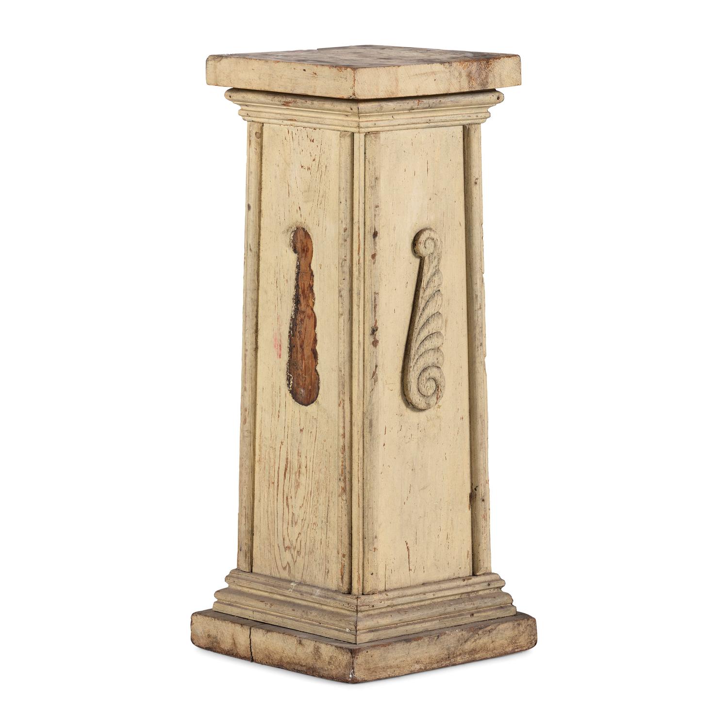 A Classical Carved and Cream Painted Pine Pedestal