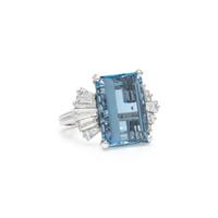 OSCAR HEYMAN, AQUAMARINE AND DIAMOND RING