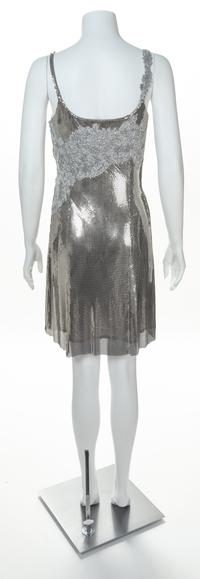 A Gianni Versace Silver Oroton Sleeveless Dress, Size 38.