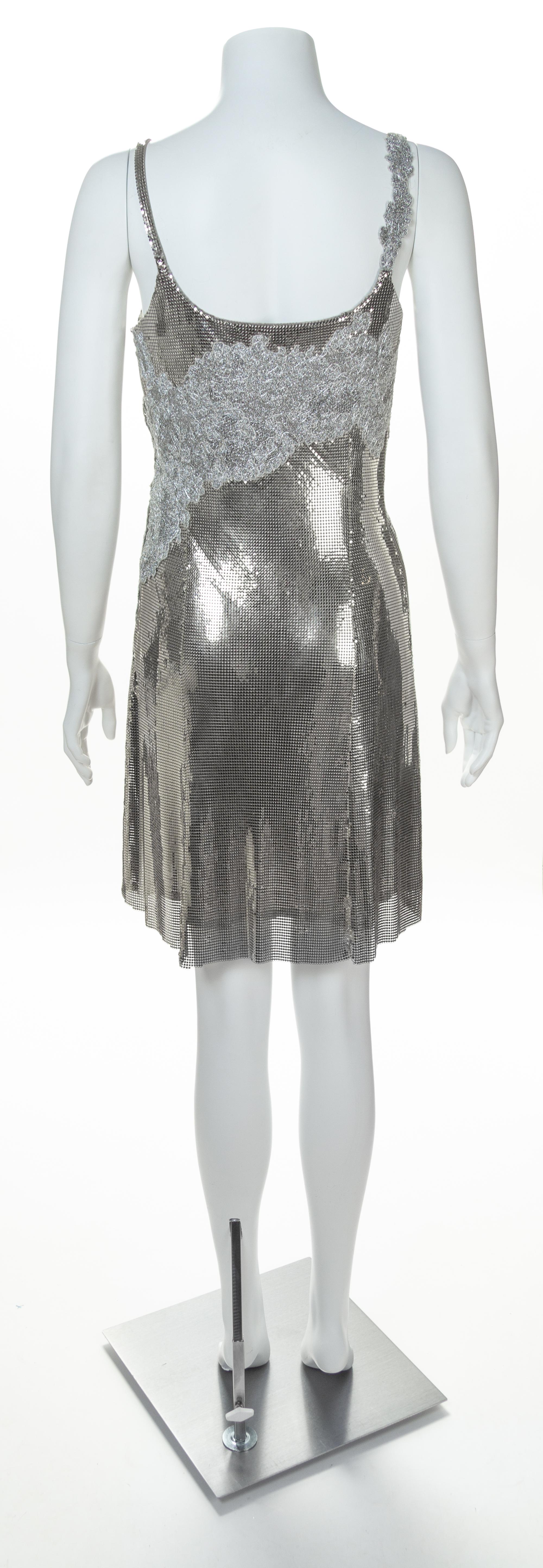 A Gianni Versace Silver Oroton Sleeveless Dress, Size 38.