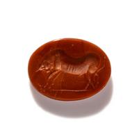 A Roman Carnelian Ring Stone with a Charging Bull