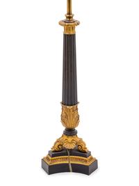 A Louis Philippe Gilt and Patinated Bronze Oil Lamp Converted to Electricity