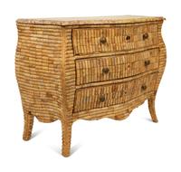 A Louis XV Style Wine Cork-Veneered Marble-Top Commode — 20TH CENTURY