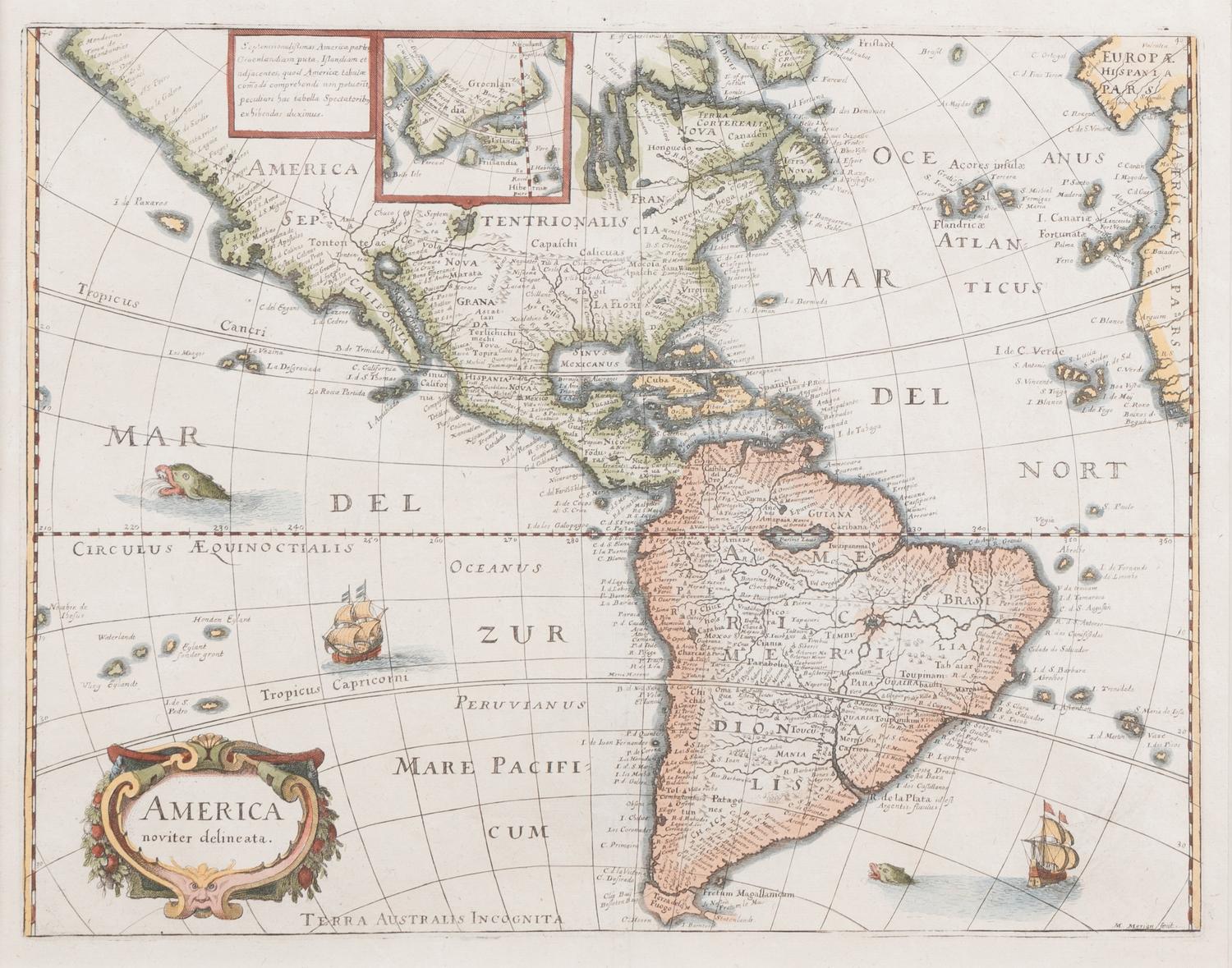 [MAPS]. A Group of 4 engraved maps with hand-coloring depicting Rome, Florence, Sicily, and America, comprising: