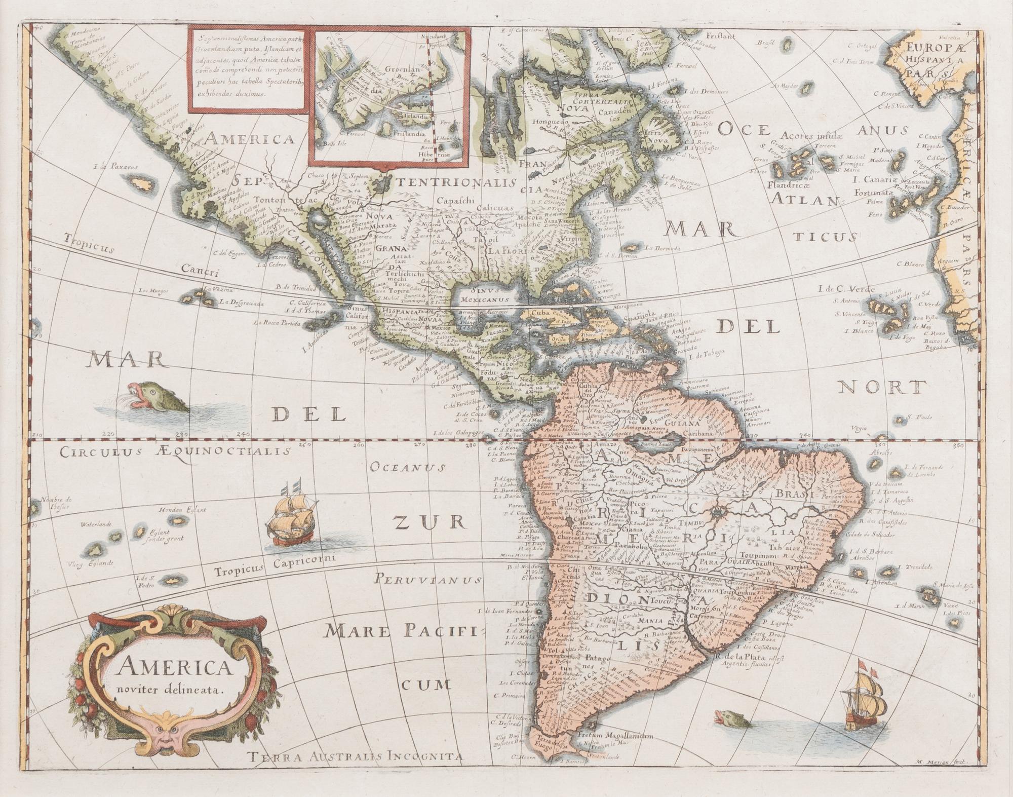 [MAPS]. A Group of 4 engraved maps with hand-coloring depicting Rome, Florence, Sicily, and America, comprising: