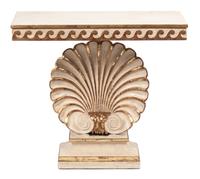 A Painted Seashell Console Table Height 30 1/4 x width 32 1/8 x depth 12 inches. — 20TH CENTURY