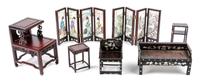 A Group of Eleven Chinese Style Diminutive Hardwood Furniture Articles