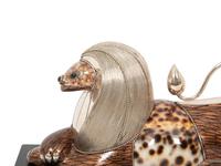 A Roberto Estevez Lion Seashell, Enamel and Silver Sculpture