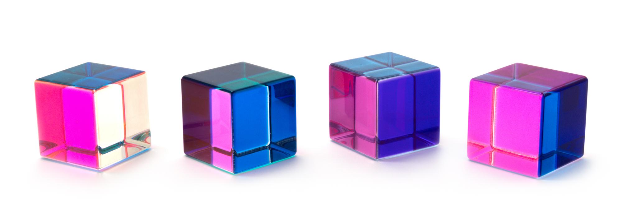 Group of Four Optical Cube Sculptures