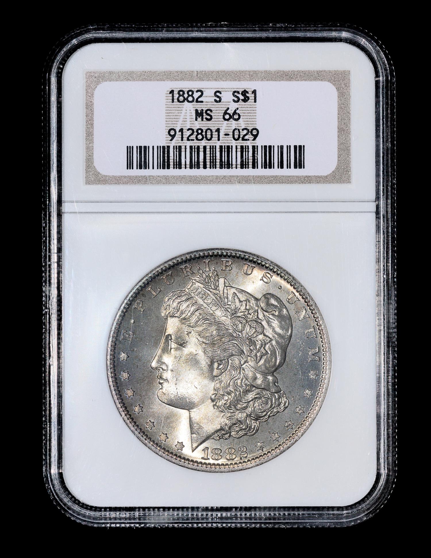A United States 1882-S Morgan Silver $1 Coin — NGC graded MS66
