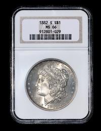A United States 1882-S Morgan Silver $1 Coin — NGC graded MS66