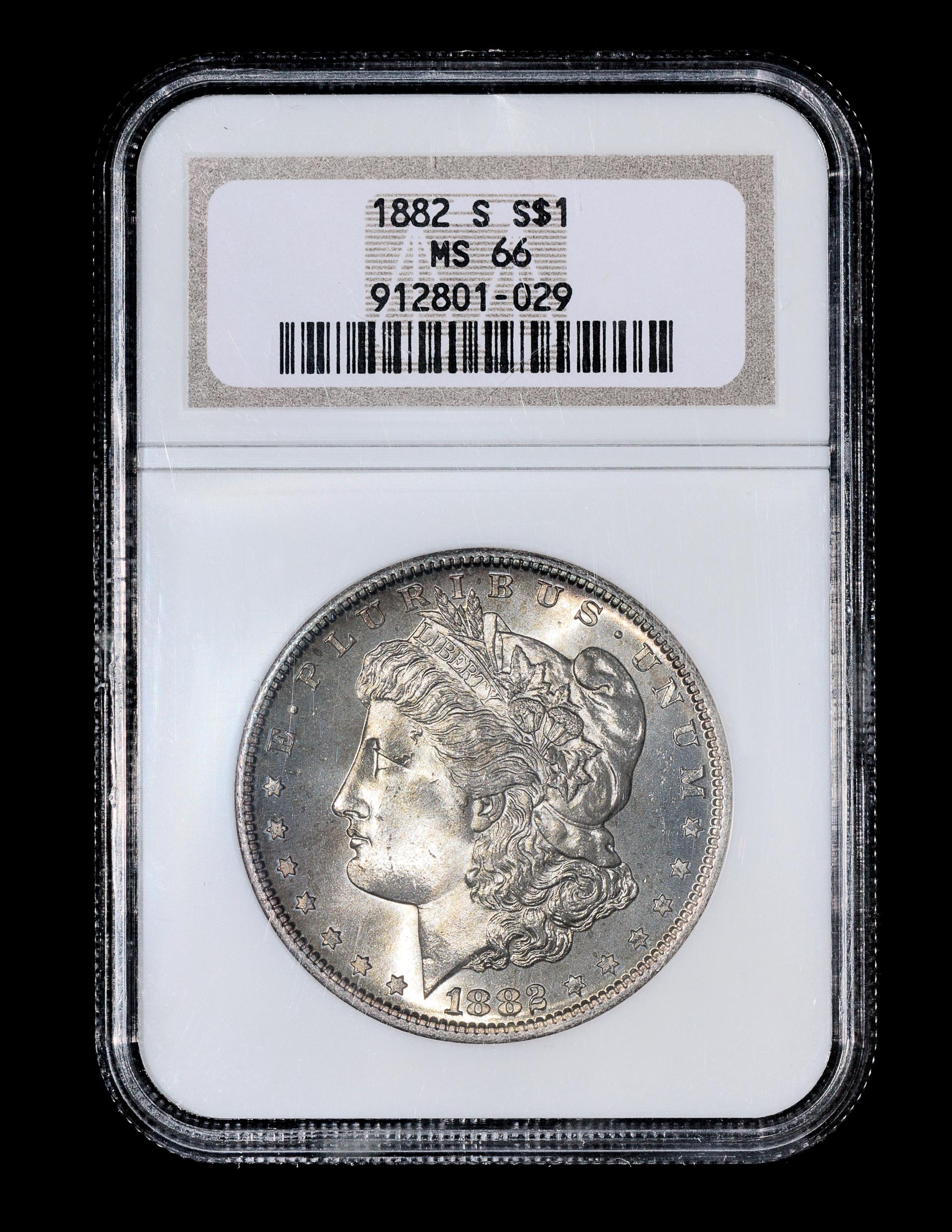 A United States 1882-S Morgan Silver $1 Coin — NGC graded MS66