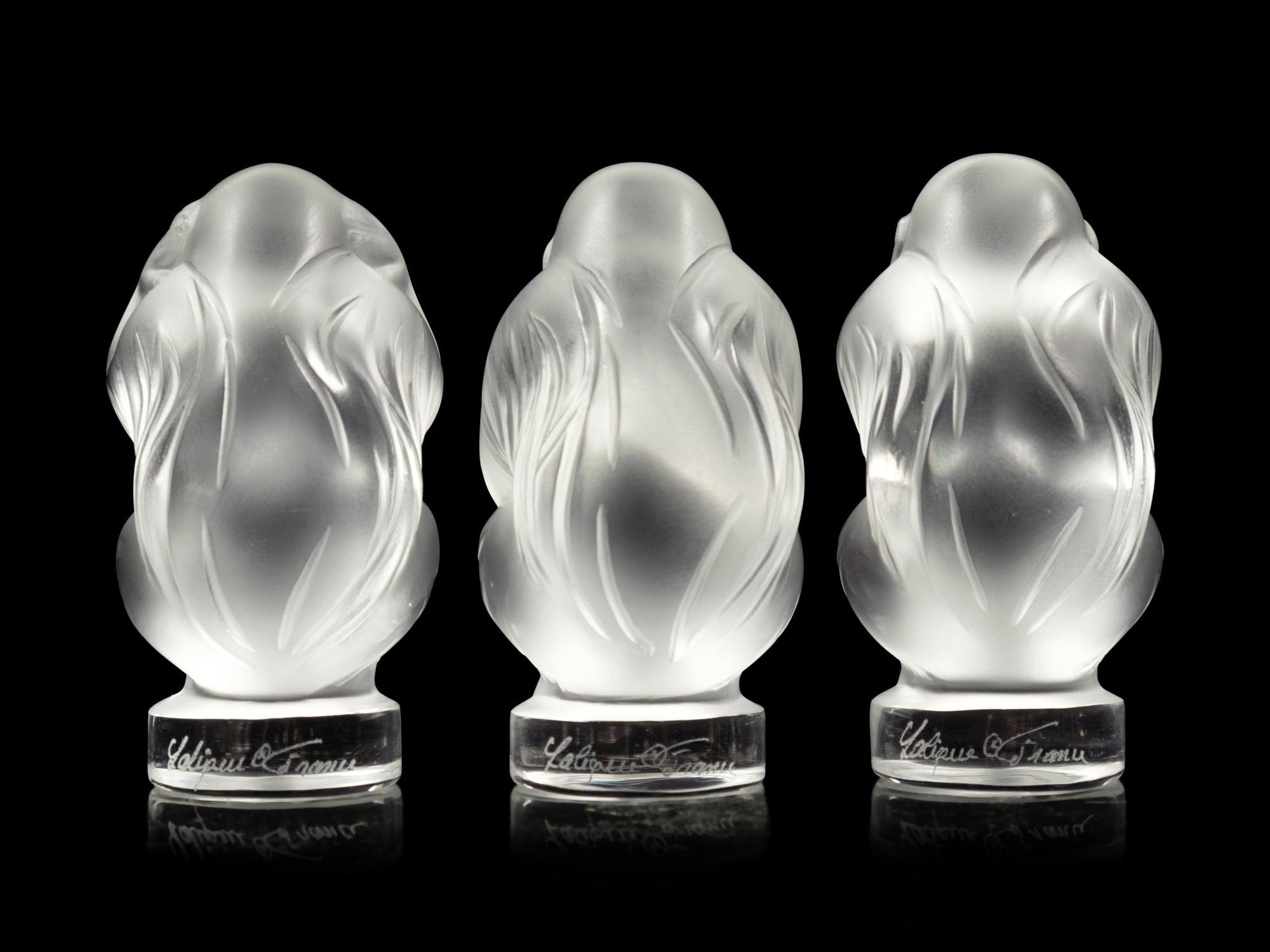 A Set of Three Lalique Sagesse Figures