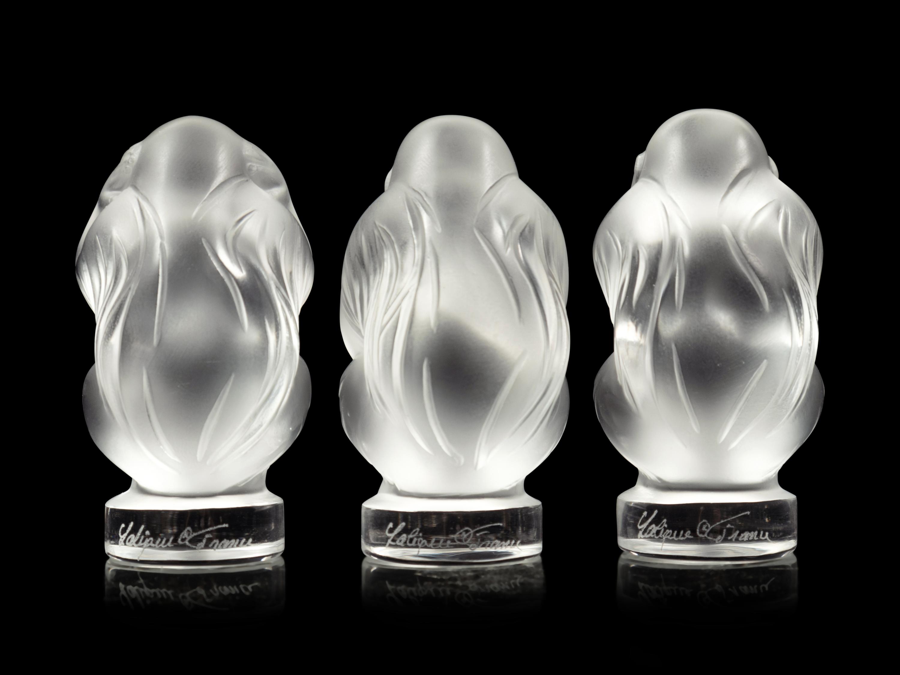 A Set of Three Lalique Sagesse Figures