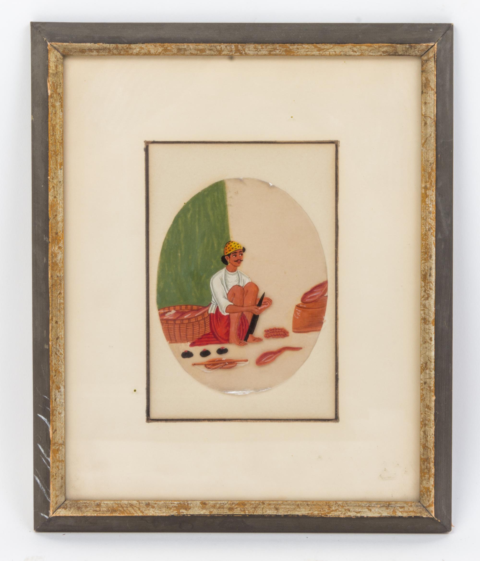 A Collection of Four Indian Miniature Paintings Height 5 1/2 x width 3 1/2 inches.