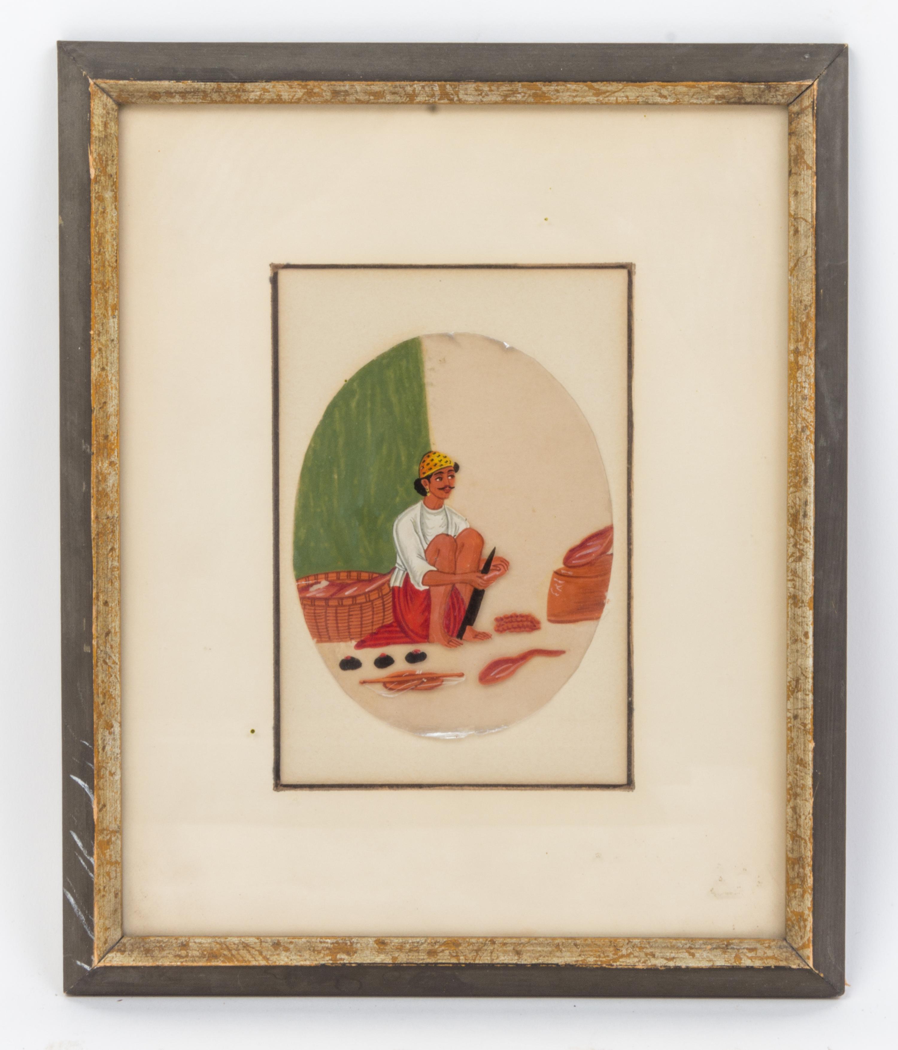A Collection of Four Indian Miniature Paintings Height 5 1/2 x width 3 1/2 inches.