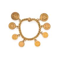 YELLOW GOLD COIN CHARM BRACELET