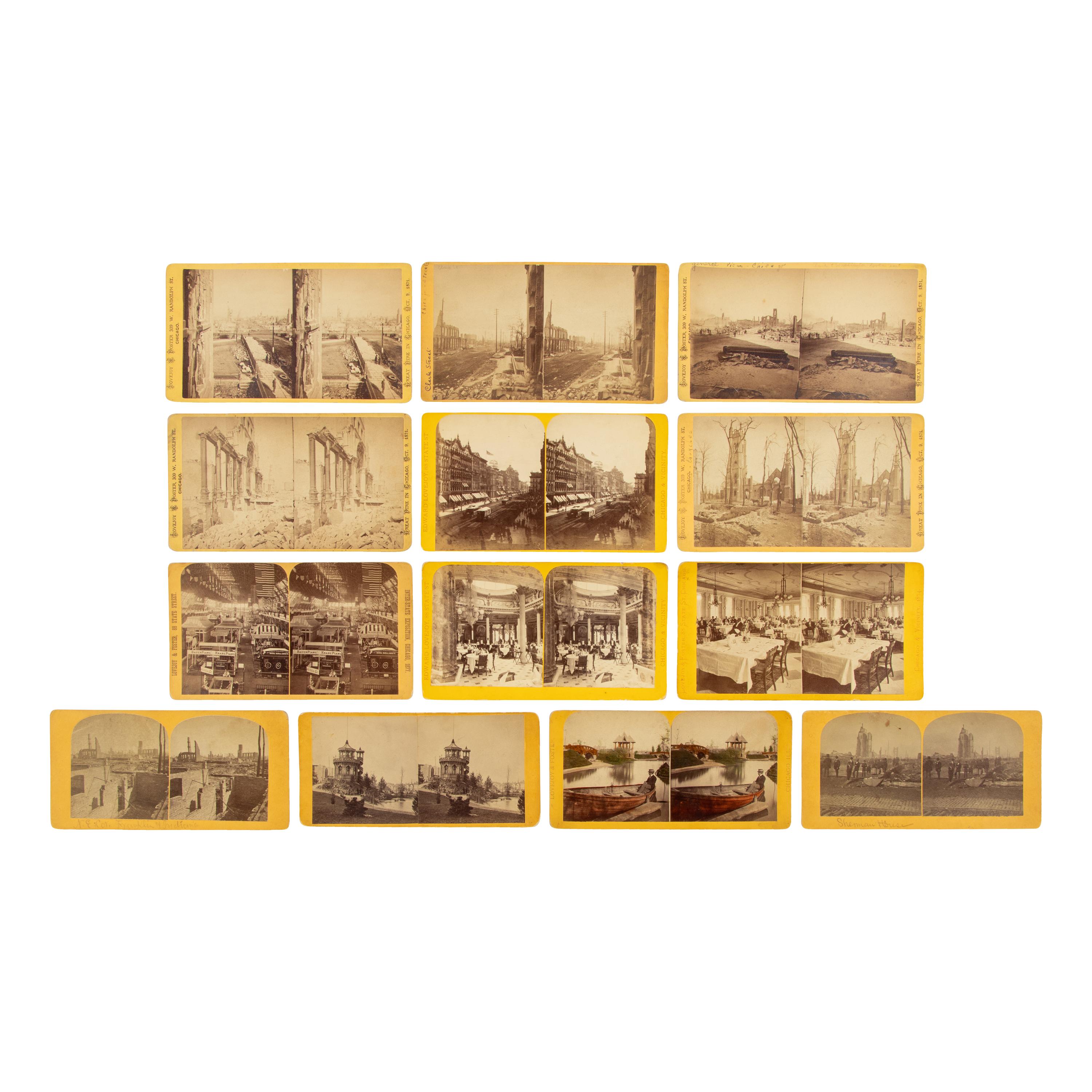 [Chicago Fire]. Lovejoy and Foster, publishers. A group of over 90 stereoviews taken after the Chicago Fire, including examples by G.N. Barnard.