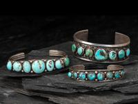 Navajo Silver and Turquoise Cuff Bracelets