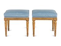 A Pair of Louis XVI Carved Giltwood Tabourets