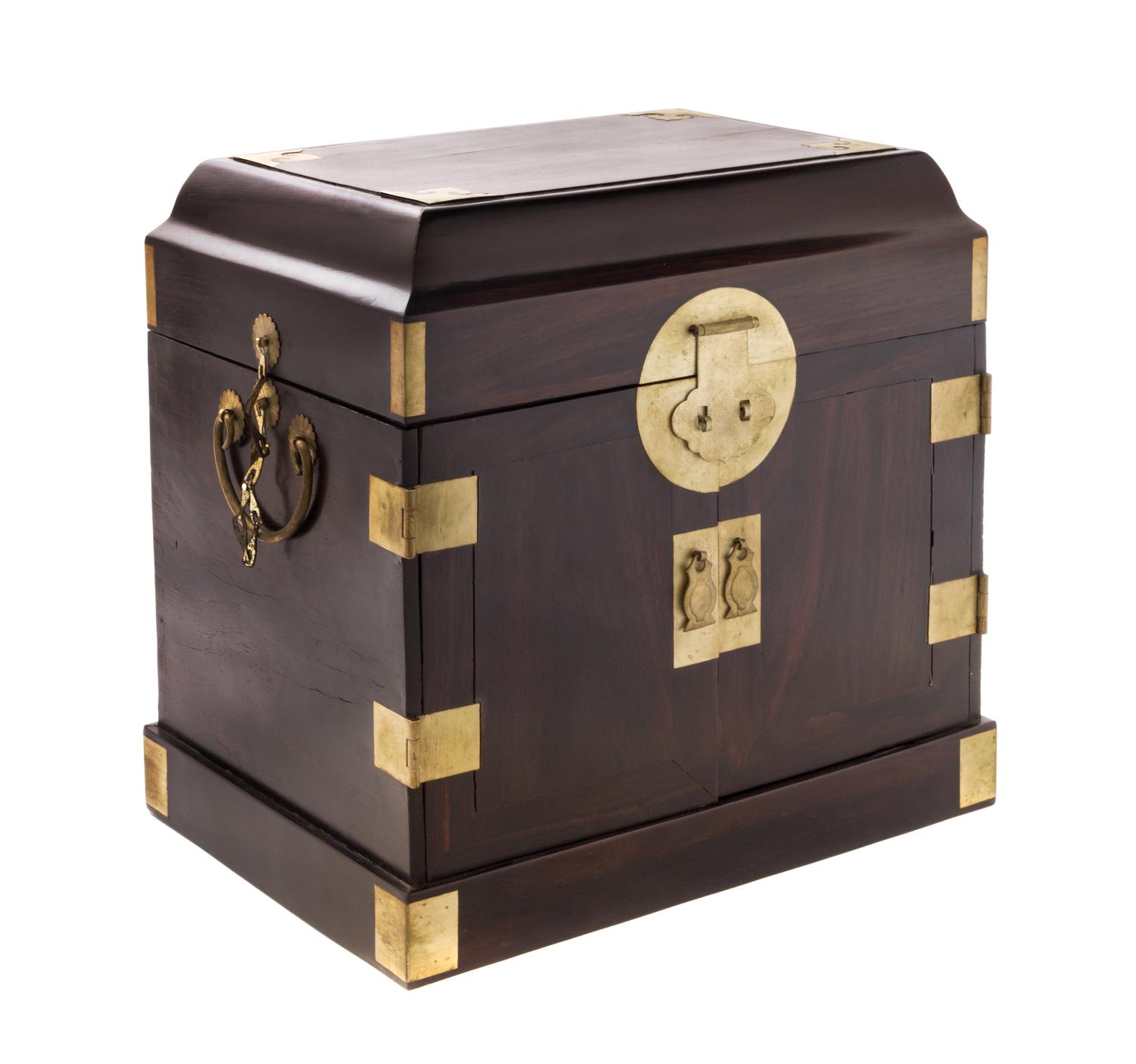 A Zitan Wood Seal Chest, Guanpixiang Height 10 x width 8 x depth 9 inches.