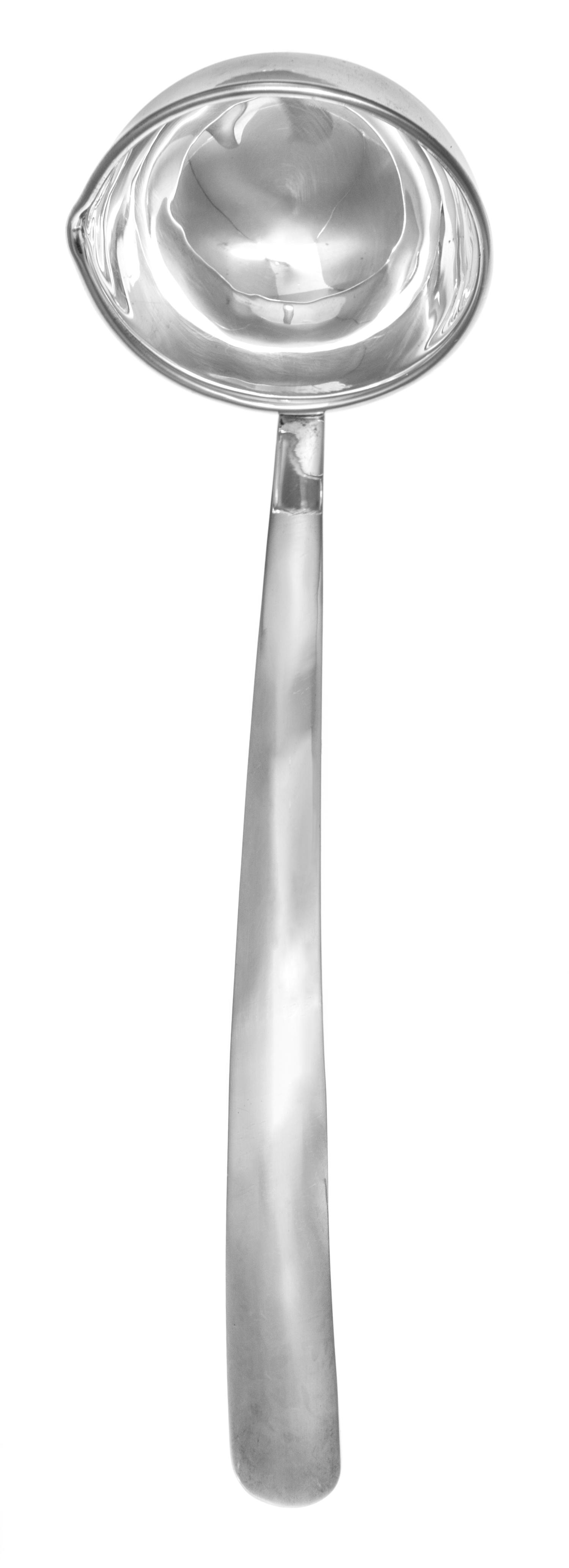 A Mexican Silver Punch Ladle, Maker's Mark MRR, Retailed by Perlia, Taxco, the bowl having a pinched rim.