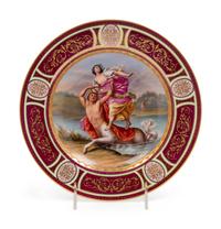 A Vienna Painted and Parcel Gilt Porcelain Cabinet Plate