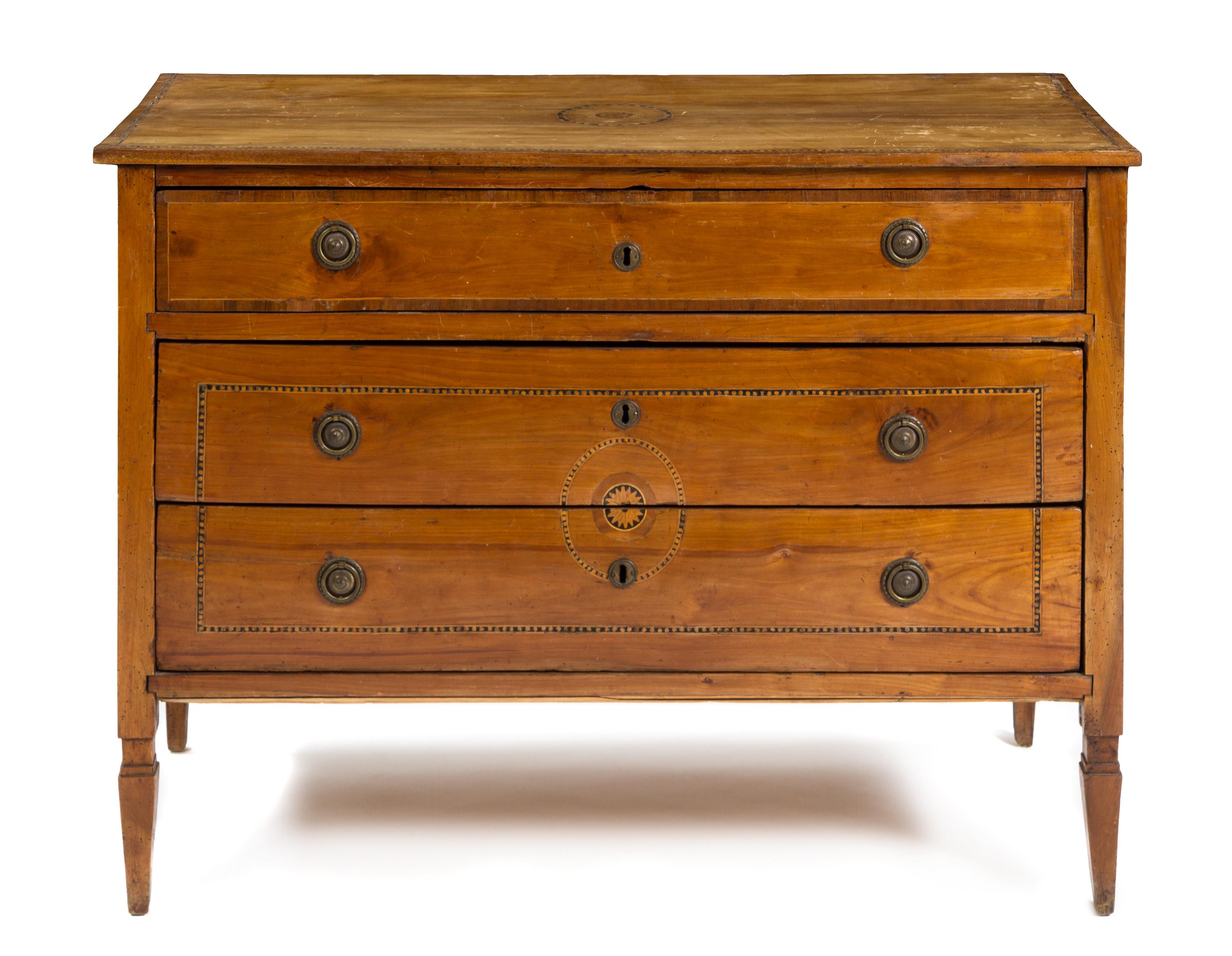 A Northern Italian Parquetry and Walnut Commode Height 35 x width 47 1/4 x depth 20 1/2 inches. — EARLY 19TH CENTURY