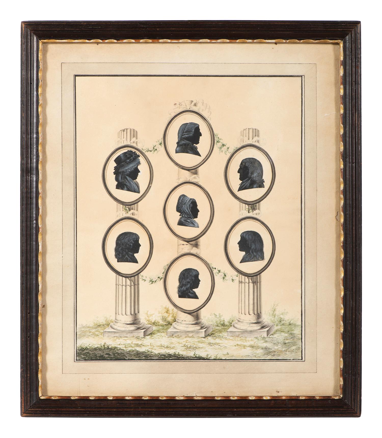 A Watercolor Silhouette Portrait Family Tree