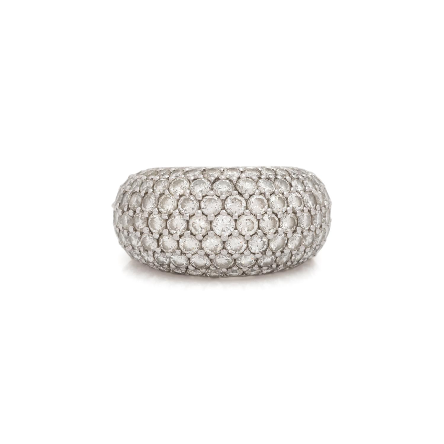 HAMILTON, PLATINUM AND DIAMOND BOMBÉ RING