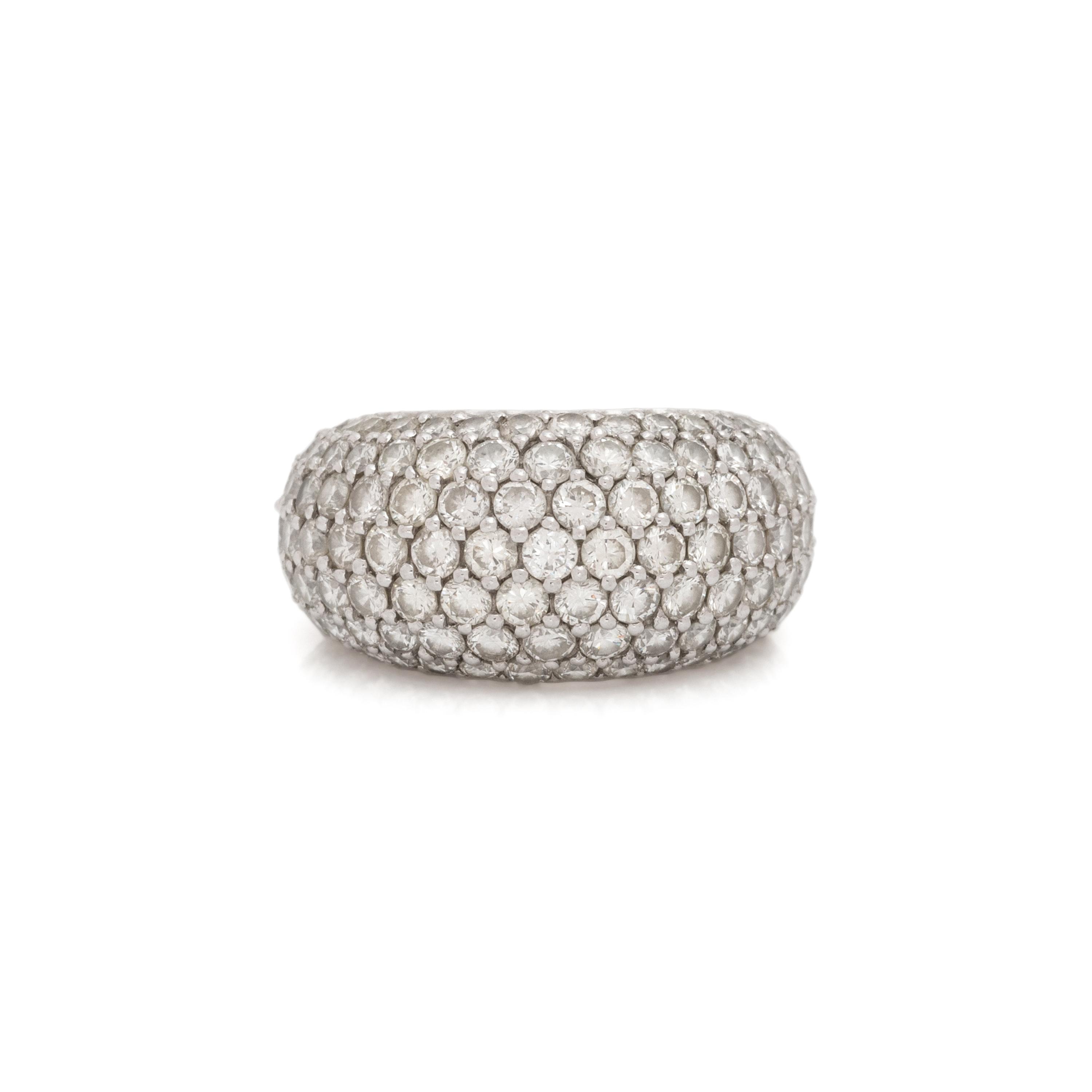 HAMILTON, PLATINUM AND DIAMOND BOMBÉ RING